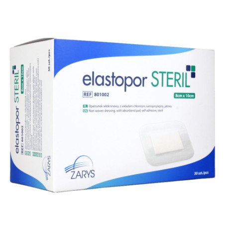 Elastopor Steril - opatrunek włókninowy z wkładem chłonnym, jałowy, 8cm x 10cm, 30szt/op ref: 801002