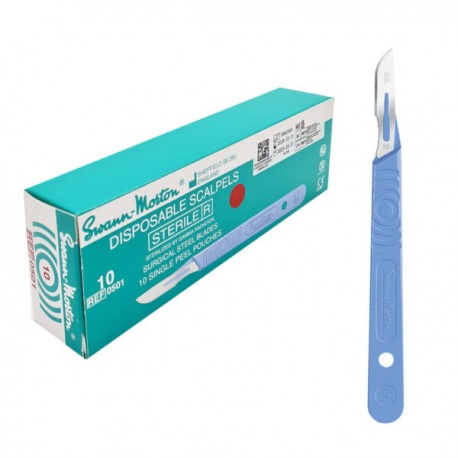 Skalpel, ostrze ze stali węglowej Swann Morton nr 10 z plastikową rączką, 10szt./op. Ref: 0501