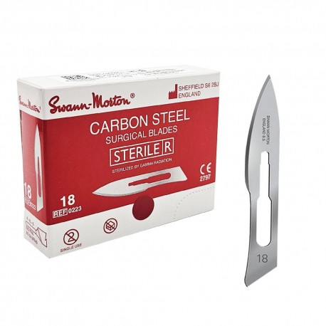 Ostrze chirurgiczne do skalpela Swann Morton nr 18 stal węglowa, 100szt./op. Ref: 0223