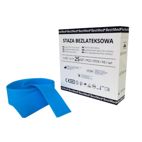 Staza bezlateksowa w rolce Bestmed, niebieska, 25szt./op.