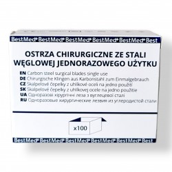 Ostrze chirurgiczne nr. 10 ze stali węglowej Bestmed, 100szt./op.