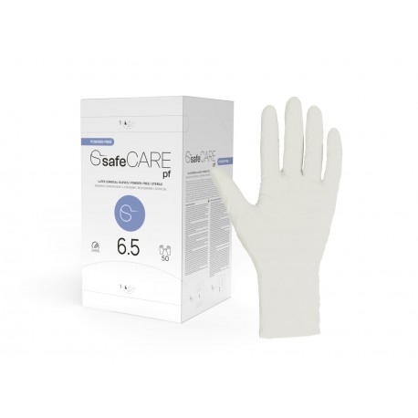 Rękawice chirurgiczne lateksowe SafeCare PF (rozm.6.5) - bezpudrowe, jałowe, 1 para