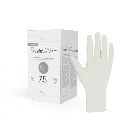 Rękawice chirurgiczne lateksowe SafeCare (rozm.7.5) - pudrowane, jałowe, 1 para