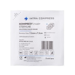 Kompres gazowy jałowy 17N, 8W, 7,5x,7,5cm, Intra Compress blister a`3szt/op