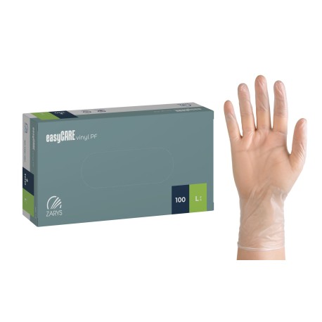 Rękawice winylowe, diagnostyczne easyCare (rozm. L), bezpudrowe, 100szt./op.