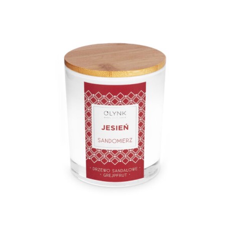 Świeca sojowa w szkle - JESIEŃ Sandomierz (drzewo sandałowe - grejpfrut), 280ml