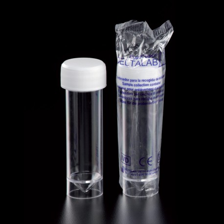 Pojemnik PS 30ml z białą nakrętką, jałowy, indywidualnie pakowany, 50szt./op.