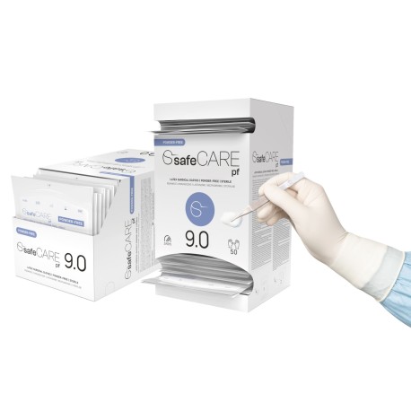 Rękawice chirurgiczne lateksowe SafeCare PF (rozm.9.0) - bezpudrowe, jałowe, 1 para