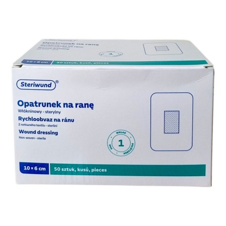 Opatrunek włókninowy na ranę z wkładem chłonnym Steriwund (10x6cm), sterylny, 50szt./op.