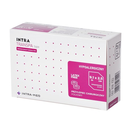 Plaster foliowy, transparentny INTRA TRANSPA TAPE (2,5cm x 9,1m), 12szt./op.