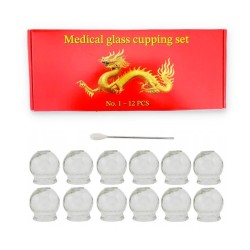 Bańki szklane do masażu + kwacz, 12szt./op.