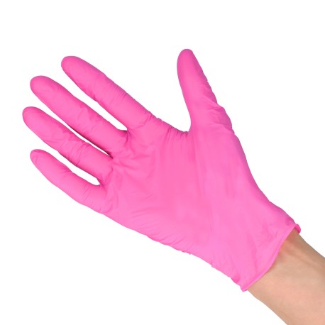 Rękawice nitrylowe bezpudrowe EasyCare różowe (Rozm. M), 100szt./op.