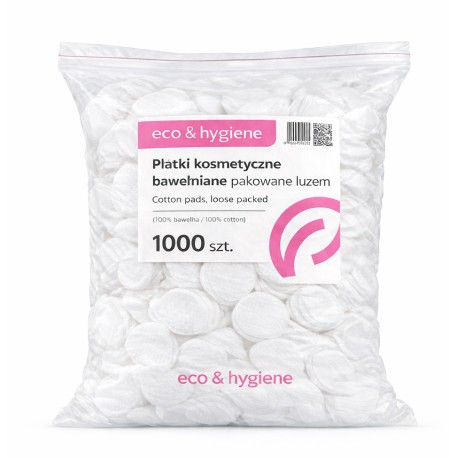 Płatki kosmetyczne bawełniane okrągłe, 1000szt./op.