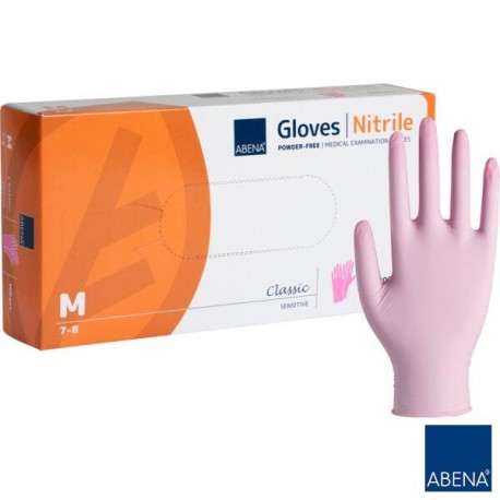 Rękawice Nitrylowe bezpudrowe Abena (rozm. M), różowe, 100szt./op.