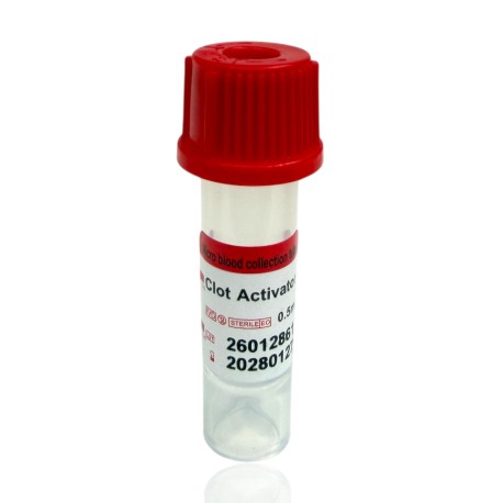 Probówka kapilarna z lejkiem, aktywator krzepnięcia plast., CDR 0,5ml, 8x45mm, 100szt/op