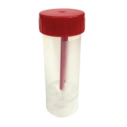 Pojemnik na kał PP z czerwoną nakrętką z łopatką, niejałowy, 30ml, 850szt./op.