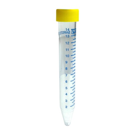Probówka PS 15ml, 17x120mm stożkowodenna, skalowana, z żółtą nakrętką 50szt/op