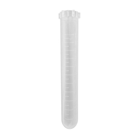 Probówka PP 11ml 16x96mm okrągłodenna z kołnierzem, z podziałką z korkiem 100szt/op