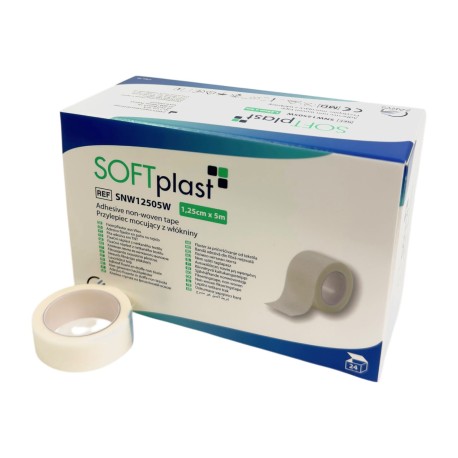 Plaster włókninowy SOFTPLAST, 1,25cm x 5mtr, Zarys SNW12505W, 24szt/karton
