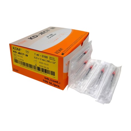 Strzykawka insulinowa KD-JECT III 1ml (U100) z igłą nakładaną, 29G (0,33x12mm), 100szt./op.