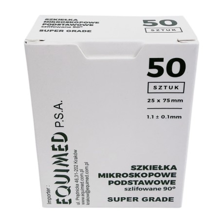 Szkiełko mikroskopowe postawowe, szlifowane 90° 25x75x1,1mm 50szt/op 7.027.102.000