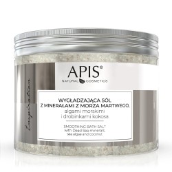 Apis INSPIRATION, Wygładzająca sól do kąpieli z minerałami z Morza Martwego, z algami morskimi i drobinkami kokosa 650g, 1szt.