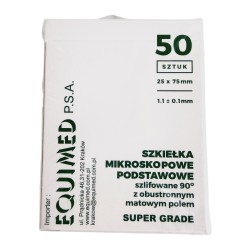 Szkiełko mikroskopowe podstawowe, szlifowane 90° z polem do opisu (25x75mm), 50szt./op.,