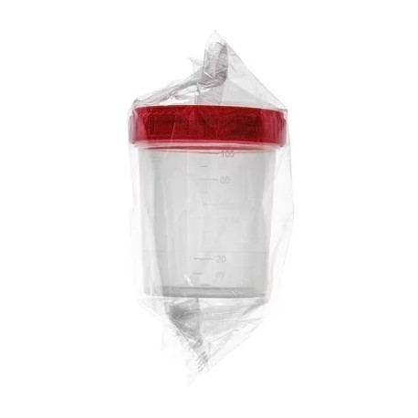 Pojemnik PP na płyny ustrojowe z czerwoną nakrętką 60ml, jałowy, 50szt./op.
