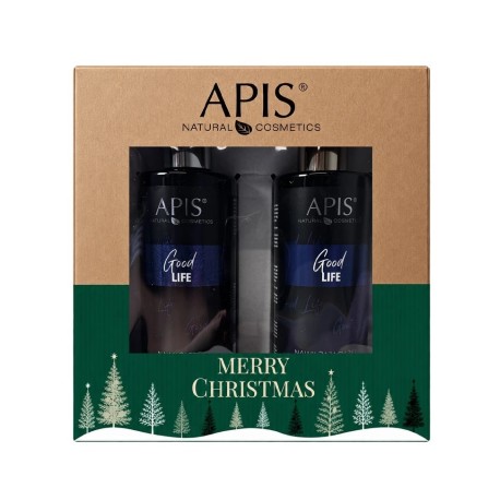 Apis GOOD LIFE, Świąteczny zestaw: nawilżający żel do mycia ciała 300ml + balsam 300ml