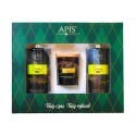 Apis SUNNY RIO, Zestaw Świąteczny: odżywczy żel do mycia ciała 300ml + ujędrniający balsam 300ml + świeczka 70g