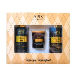 Apis MYSTIC OUD, Zestaw Świąteczny: żel pod prysznic 300ml + balsam 300ml + świeczka 70g