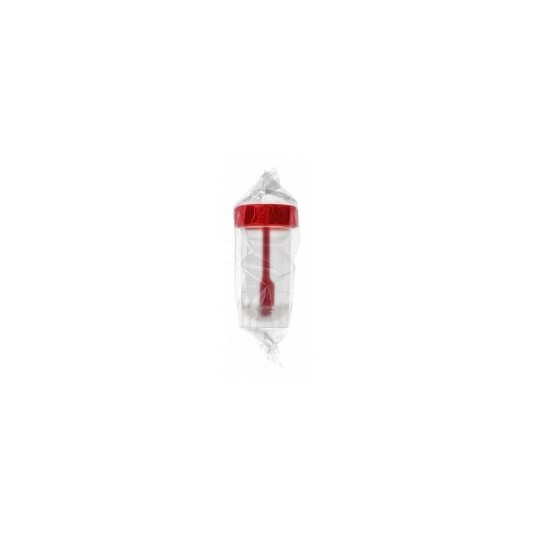 Pojemnik PP na kał z czerwoną nakrętką z łopatką, jałowy, 30ml, 1szt.