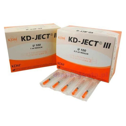 Strzykawka insulinowa KD-JECT III 1ml U100 z igłą wtopioną 30Gx1/2 / 0,3x12,7mm 100szt/op 870105